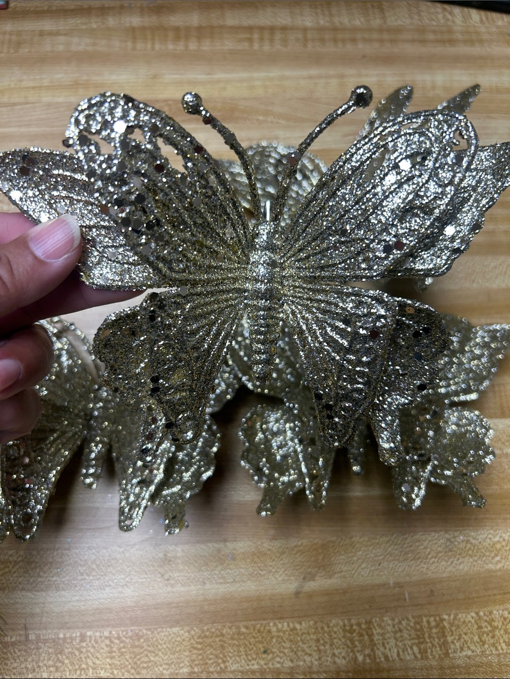 Sparkling Gold Butterfly Ornament - Decorative Holiday Accent